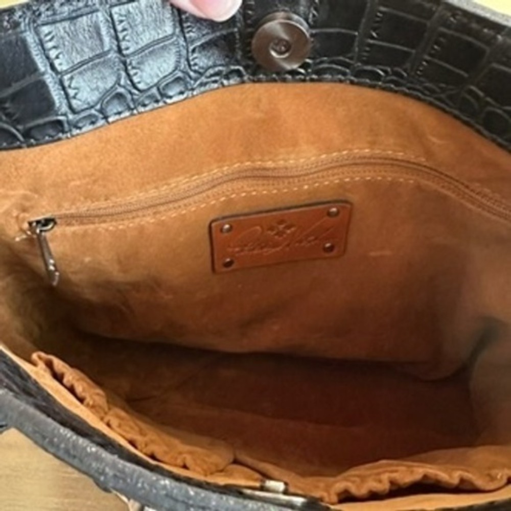 Patricia Nash Lundy Bag Croc Embossed Leather Satchel Shoulder Bag Purse - Picture 11 of 16